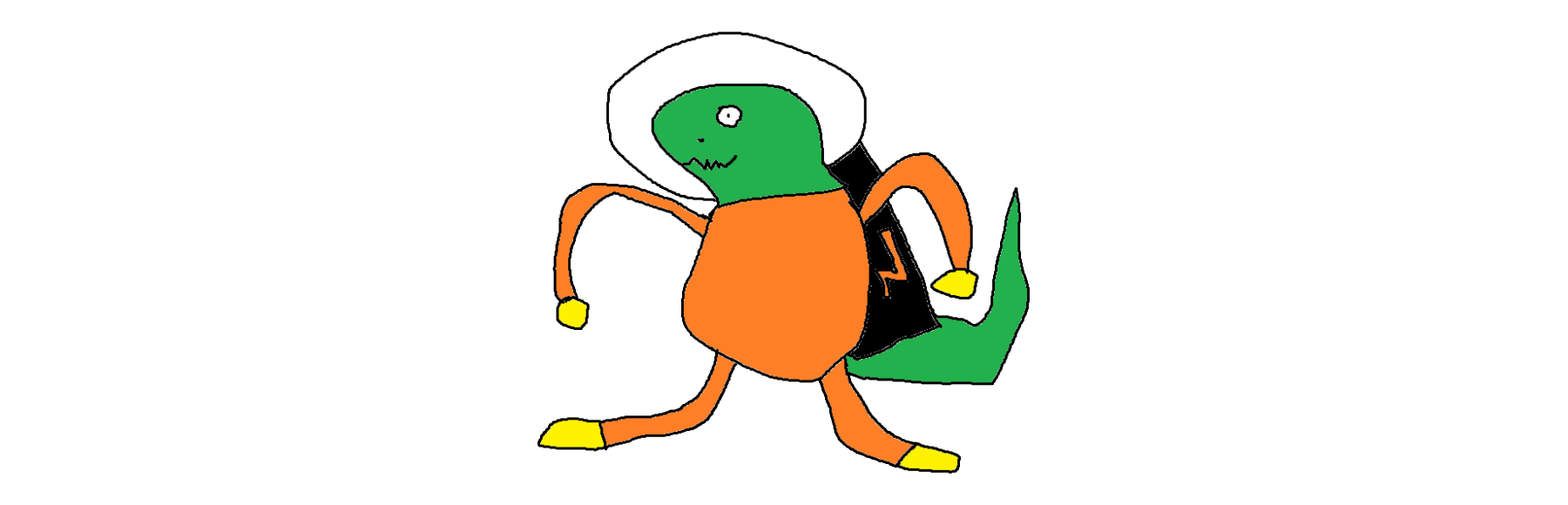 speedily (poorly) drawn lizard with a space helmet